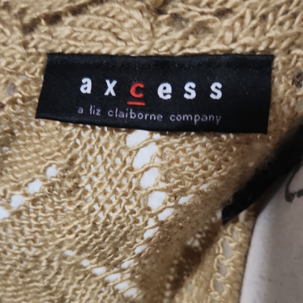Axcess Beige Open Front Knit Sweater Size LARGE - Picture 5 of 7